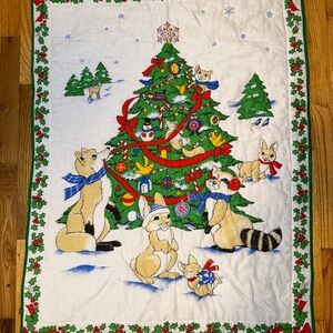Vintage Festive Animal Christmas Quilt